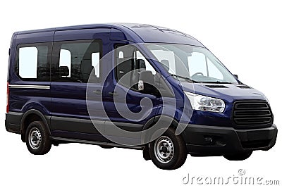 Dark blue minibus. Stock Photo