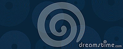 Dark Blue Minimal Geometric Pattern Background With Large Concentric Circles, Multi Purpose Template, Round Shapes Composition Vector Illustration