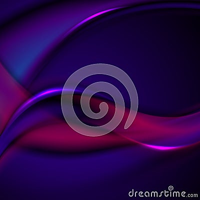 Dark blue and purple smooth blurred wavy background Vector Illustration