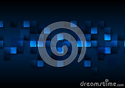 Dark blue tech abstract squares background Vector Illustration