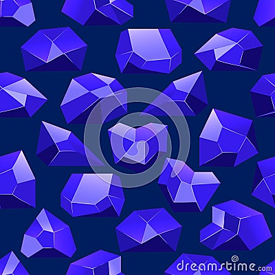 Dark blue vector crystals seamless pattern Vector Illustration