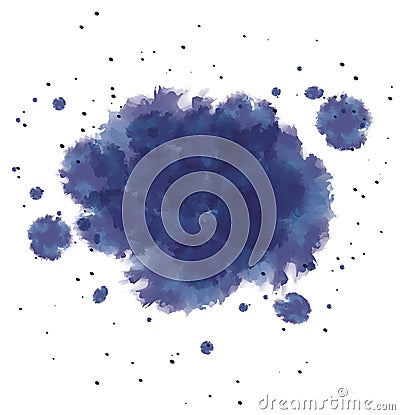 Dark blue watercolor ink splashes Vector Illustration