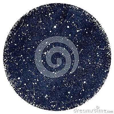 Dark blue watercolor night sky with stars Stock Photo