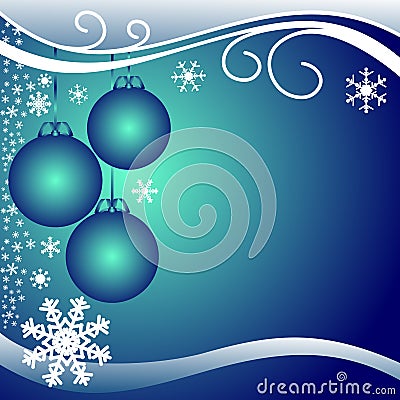 Dark blue xmas Background with Balls and white Sno Vector Illustration