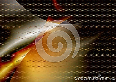 Dark blurred waves and small golden dots abstract background Stock Photo