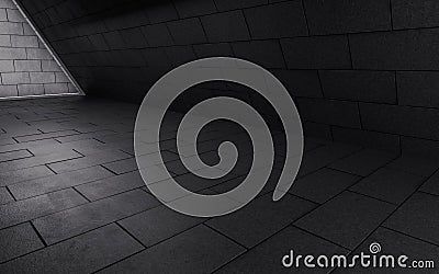 Dark brick corner, concrete wall, 3d rendering Stock Photo