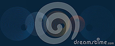 Dark Brown, Green and Blue Minimal 3D Geometric Pattern Background with Concentric Circles, Multi Purpose Template, Round Shapes Vector Illustration