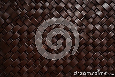 Dark Brown Leather with Woven Basketweave Pattern Stock Photo