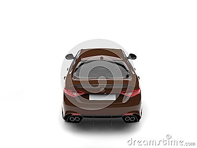 Dark brown modern urban sports car - back view Stock Photo