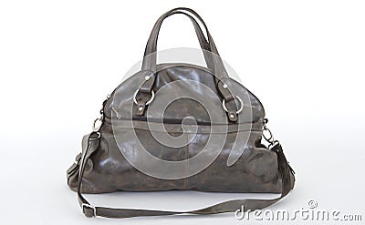 Dark brown Women leather bag Stock Photo