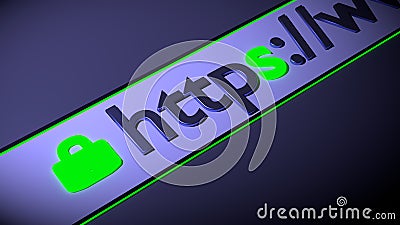 Secure https internet connection dark browser bar Cartoon Illustration