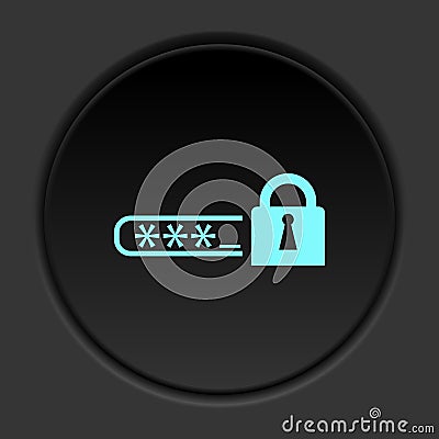 Dark button icon login lock key. Button banner round badge interface for application illustration Cartoon Illustration