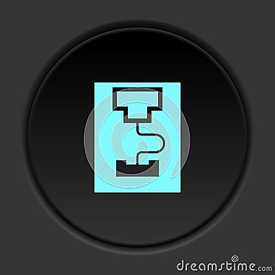 Dark button icon Mass production 3d printer. Button banner round badge interface for application illustration Cartoon Illustration