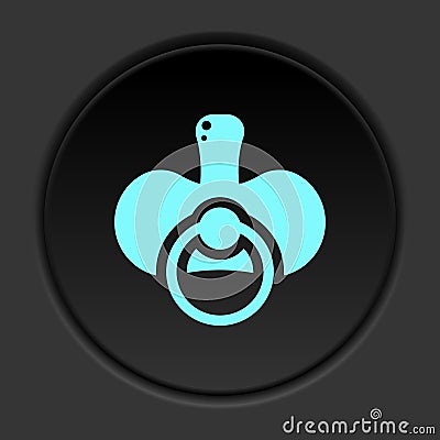 Dark button icon Pacifier. Button banner round badge interface for application illustration Cartoon Illustration