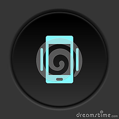 Dark button icon phone vibrate. Button banner round badge interface for application illustration Cartoon Illustration
