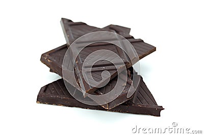 Dark cacao chocolate broken Stock Photo