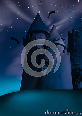 Dark castle Cartoon Illustration