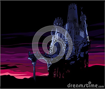 Dark Castle Vector Illustration