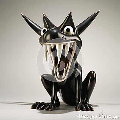 Dark Ceramic Figurine With Teeth: A Bold Graphic Illustration Stock Photo