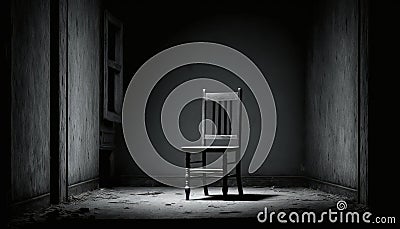 dark chair lonely in an empty room image generative AI Stock Photo