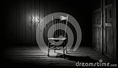 A dark chair lonely in an empty room image generative AI Stock Photo