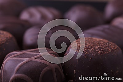 Dark Chocolate Pralines Stock Photo
