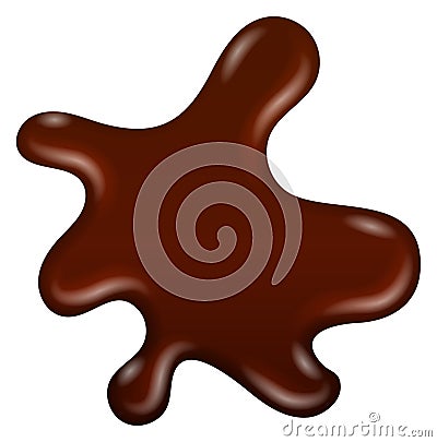 Dark chocolate blob. Sweet brown drop splash Vector Illustration