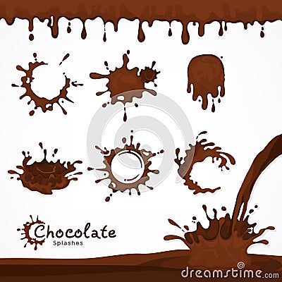 Dark chocolate blots and splash Vector Illustration