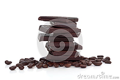 Dark Chocolate and Coffee Beans Stock Photo