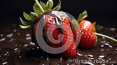 Indulgent Delight: Dark Chocolate-Covered Strawberry Extravaganza Stock Photo