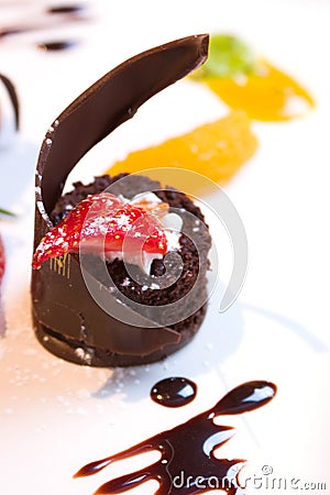 Dark Chocolate Dessert Stock Photo