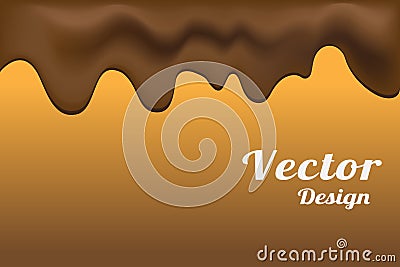 Dark chocolate flowing from top;Brown liquid on brown background Vector Illustration