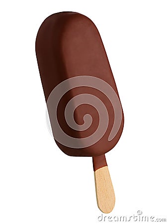 Dark chocolate ice cream bar on a stick Stock Photo