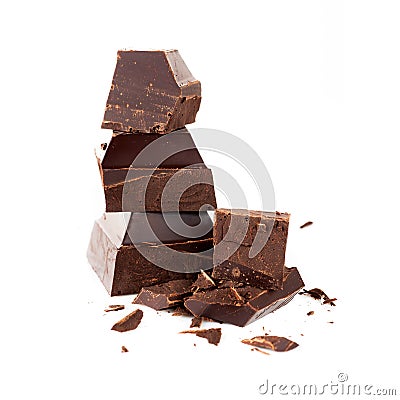 Dark chocolate isolated on white background Stock Photo