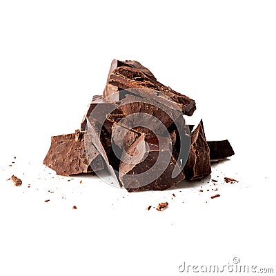 Dark chocolate pieces Stock Photo