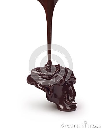 Dark chocolate pouring isolated Stock Photo