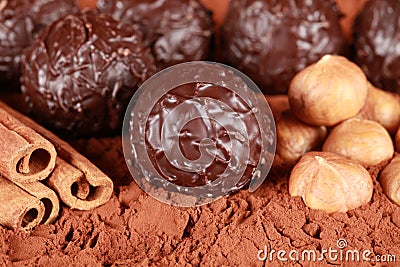 Dark Chocolate Pralines Stock Photo