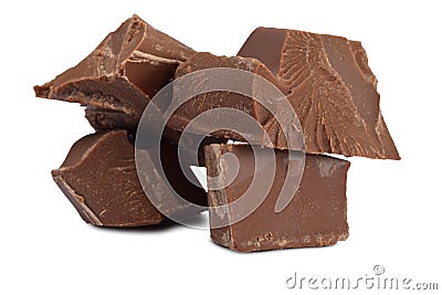 Dark chocolate small pieces closed up Stock Photo