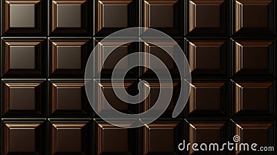 dark chocolate squares arranged in a precise grid, featuring deep brown color blocks with subtle angular shadows,GenerativeAi Stock Photo