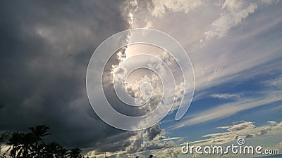 Dark clouds on Caribbean sky Stock Photo