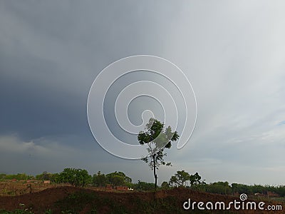 Dark clouds cloud and strong winds before the rain. Stock Photo