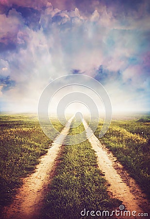 Dark clouds, road to Heaven, path to unknown, destiny, lost, rebirth Stock Photo