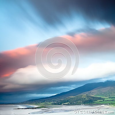 Dark clouds over Irish coast Dingle peninsula Stock Photo