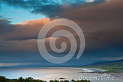 Dark clouds over Irish coast Dingle peninsula Stock Photo