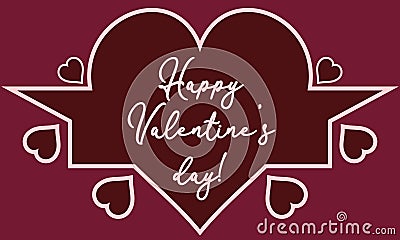 Dark colored Happy Valentines day logo or badge illustration. Cartoon Illustration