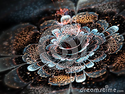 Dark colorful fractal flower Stock Photo