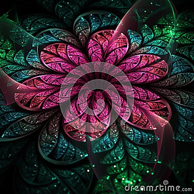 Dark colorful fractal flower Stock Photo