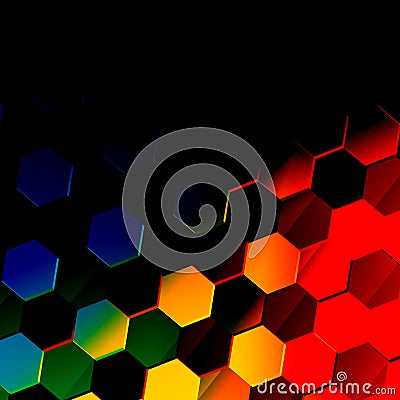 Dark Colorful Hexagonal Background. Unique Abstract Hexagon Pattern. Flat Modern Illustration. Vibrant Texture Design. Style. Stock Photo