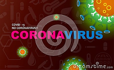 Dark composition with silhouettes elements of coronavirus, prevention of viral infections. Composition of Asian flu Vector Illustration