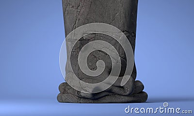 Dark concrete column bending. Hard object becomes soft. The concept of changes. 3d rendering Cartoon Illustration